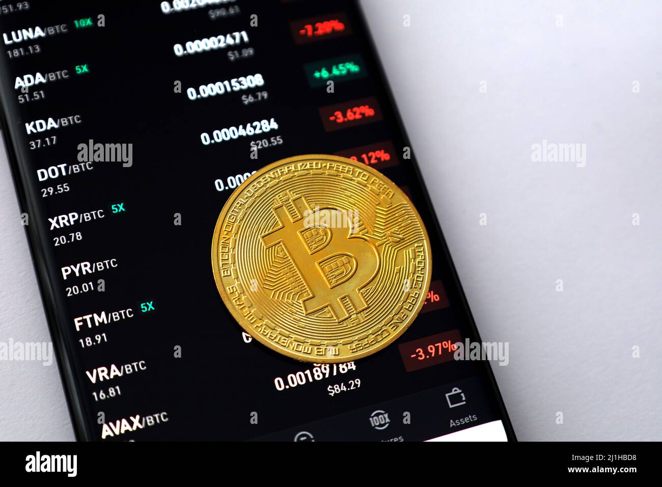 Crypto mercato valutario banca virtuale e grafico monetario Foto Stock