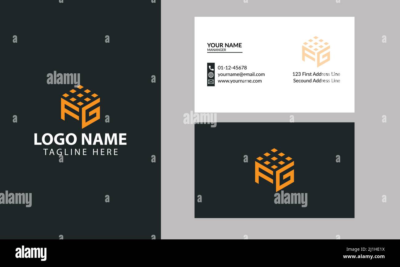 Logo Cube FG Letter. Struttura e costruzione FG Logo design per il business segno aziendale con Creative moderno trendy con un biglietto da visita minimo Illustrazione Vettoriale
