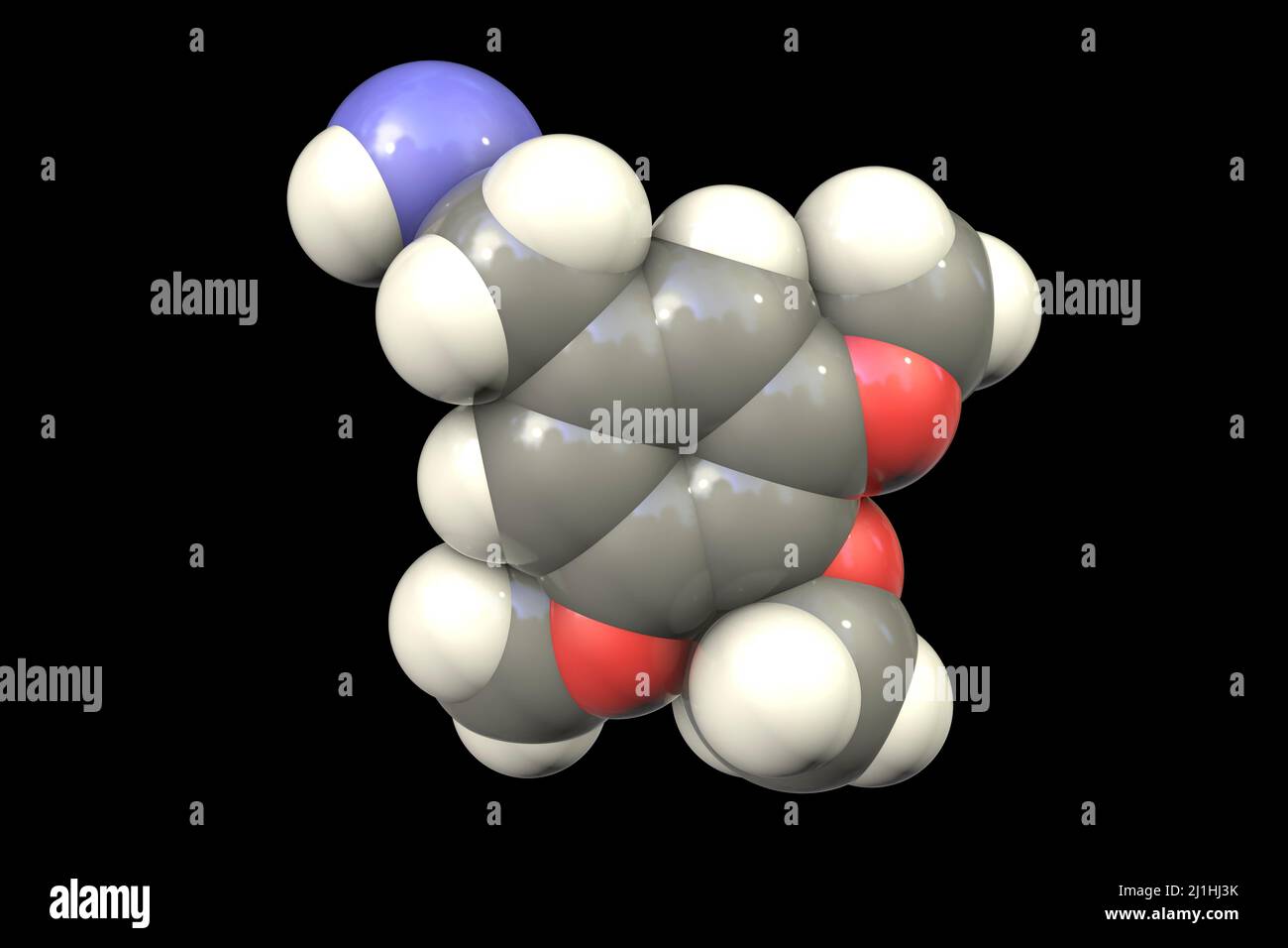 Molecola di farmaco della mescalina, illustrazione Foto Stock