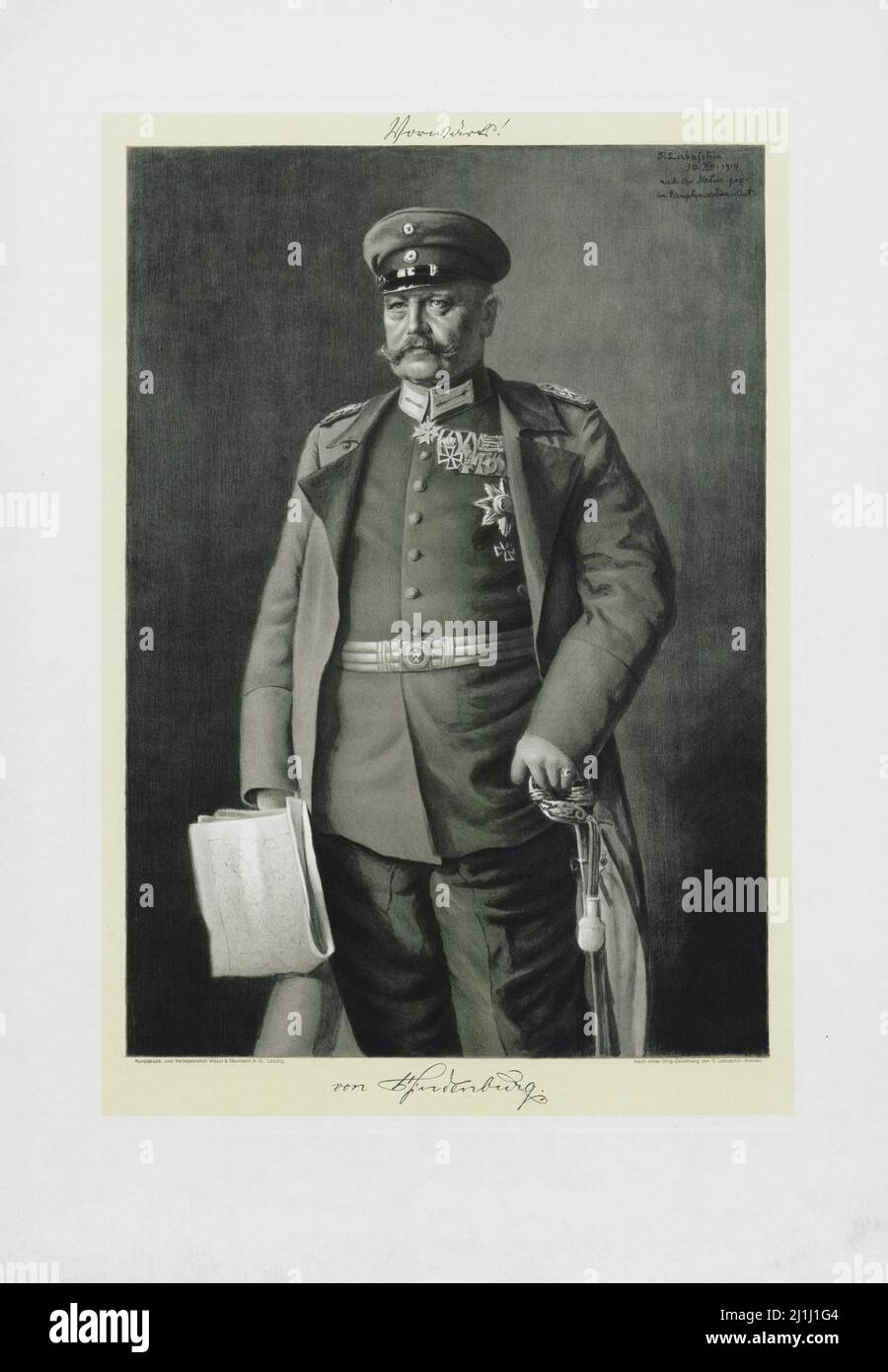 Ritratto di Paul von Hindenburg. Paul Ludwig Hans Anton von Beneckendorff und von Hindenburg (1847 – 1934) è stato un generale e statista tedesco 1915 Foto Stock