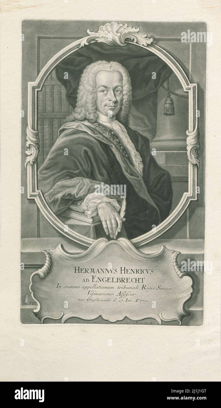 Hermann Heinrich von Engelbrecht, 1750 Hermann Heinrich von Engelbrecht (1709 – 1760) è stato un giurista e vicepresidente svedese-Pomerania Foto Stock
