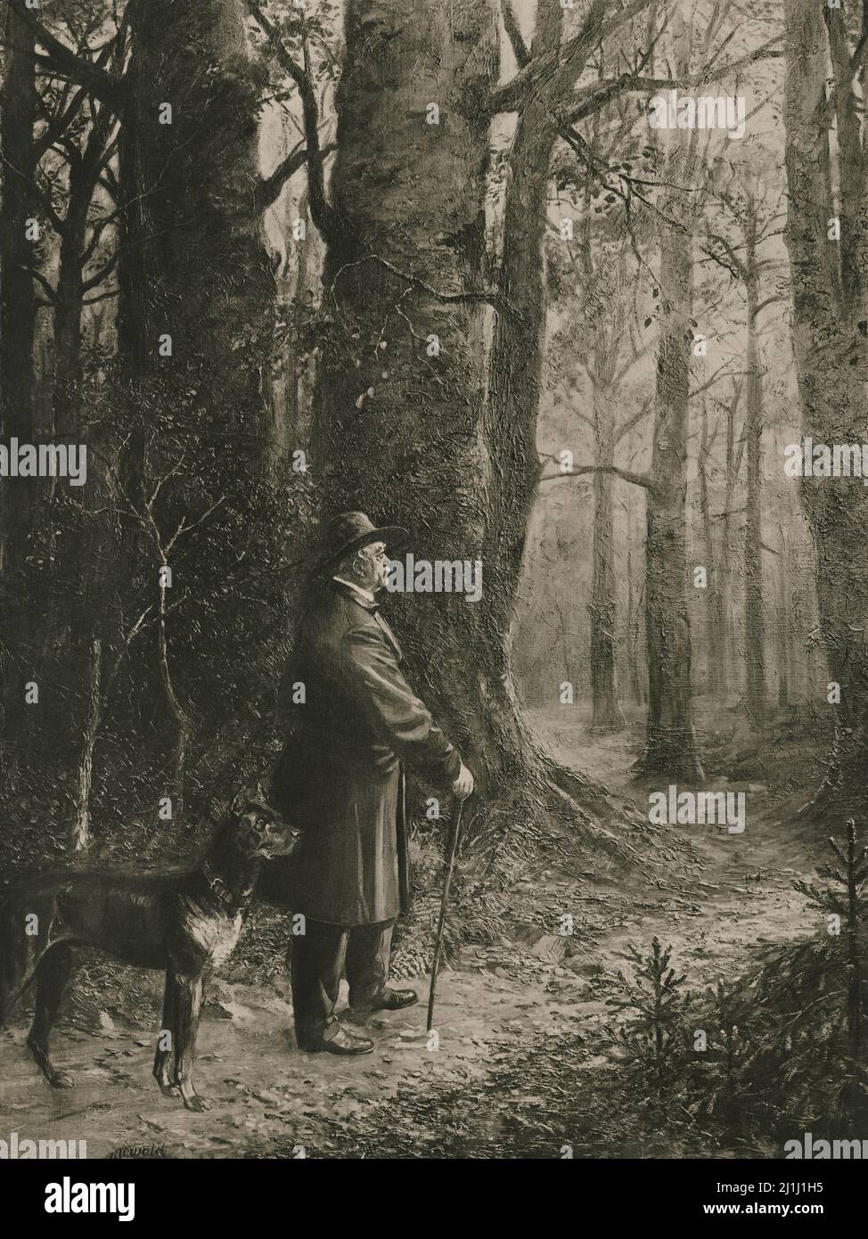 Riproduzione di dipinti ad olio d'epoca del principe otto von Bismarck: Der Alte di Sachsenwald. 1897 Foto Stock