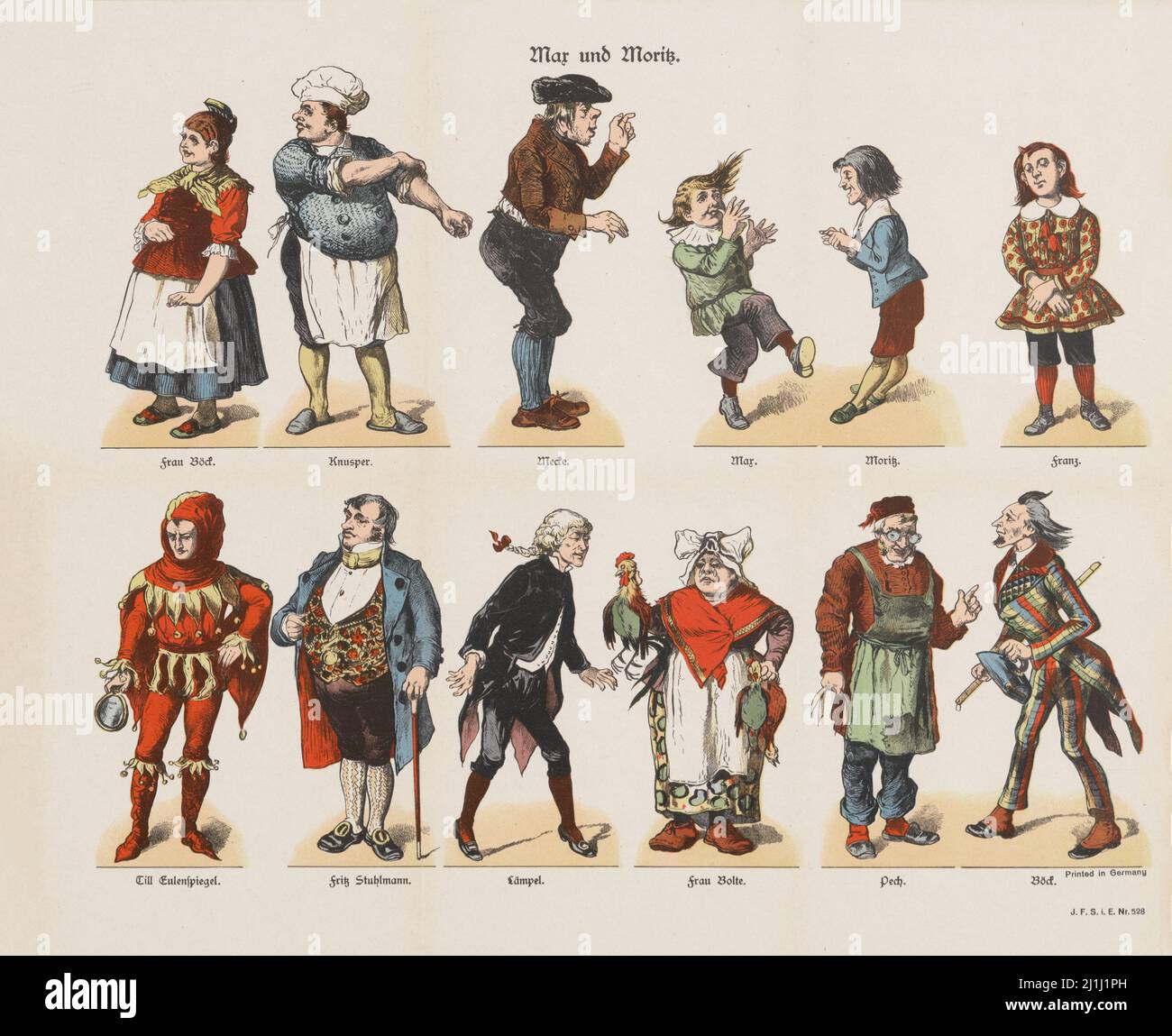 Illustrazione d'epoca di Max und Moritz (racconto illustrato in tedesco in versi). 1887 Max e Moritz: Una storia di sette schiere boicce (originale: Max und Mor Foto Stock Illustrazione d'epoca di Max und Moritz (racconto illustrato in tedesco in versi). 1887 Max e Moritz: Una storia di sette schiere boicce (originale: Max und Mor Foto Stock