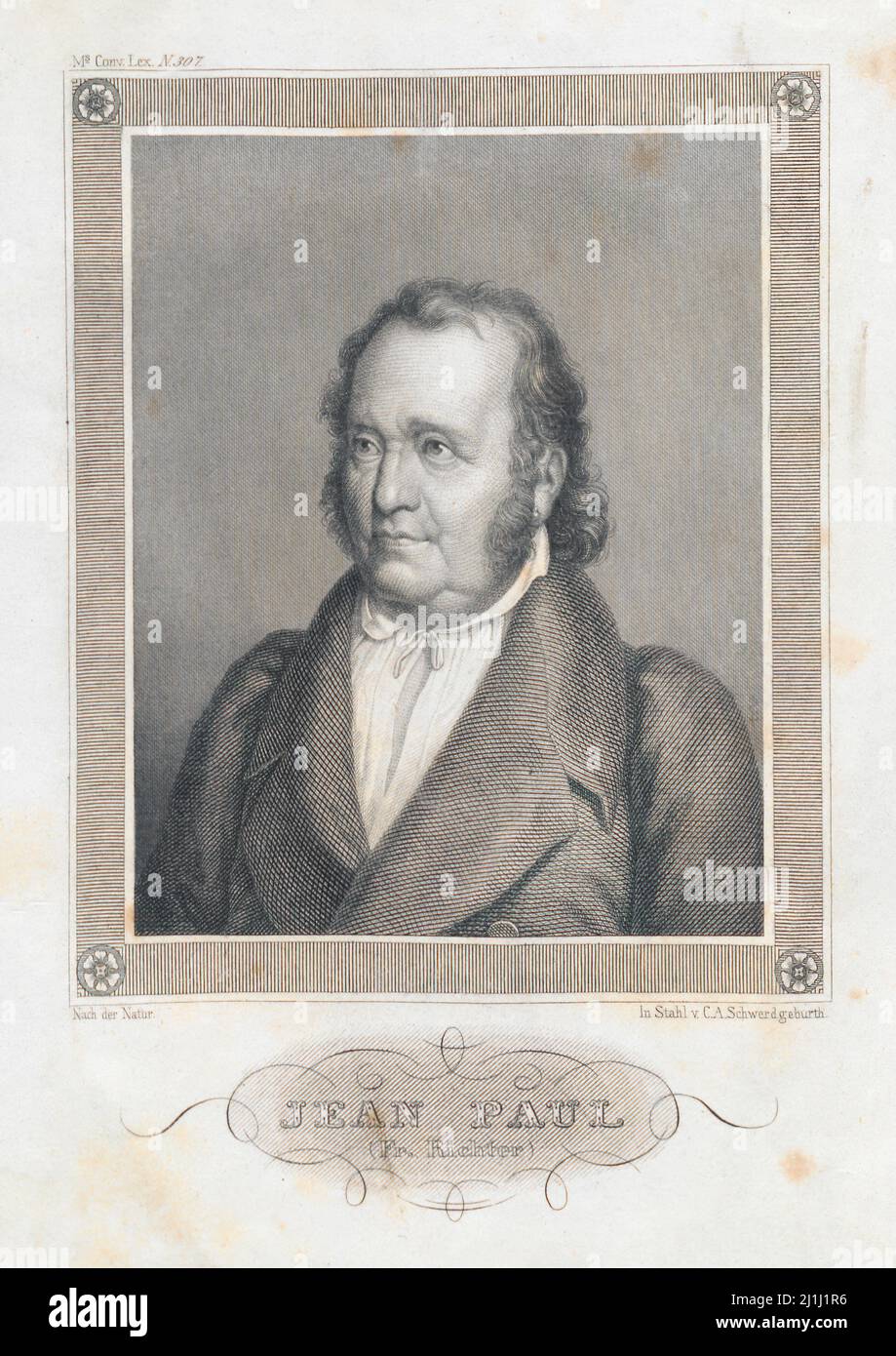 Incisione di Jean Paul. Jean Paul (Johann Paul Friedrich Richter, 1763–1825) è stato un Foto Stock
