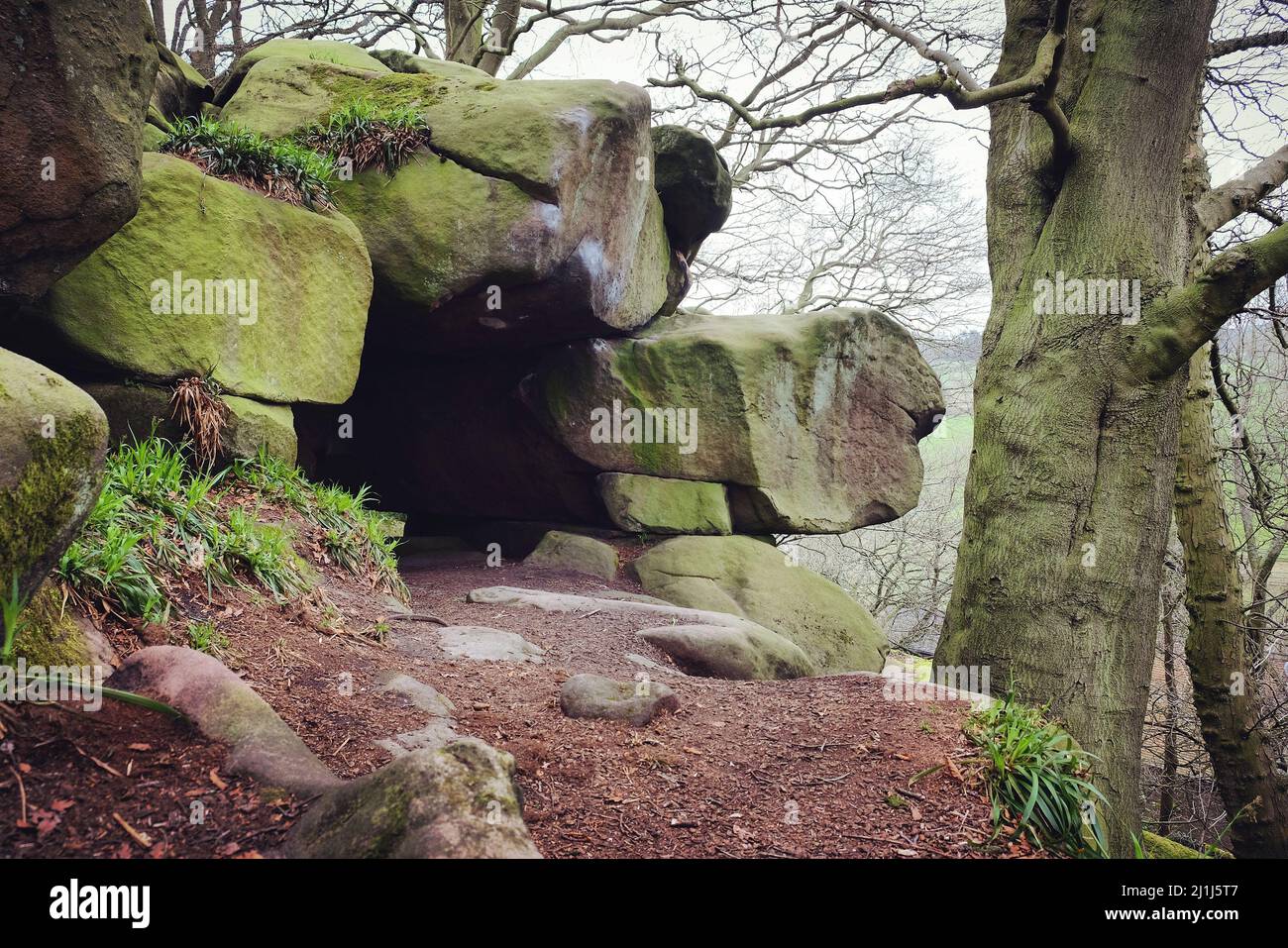 Rowtor Rocks a Birchover, Peak District, Regno Unito Foto Stock