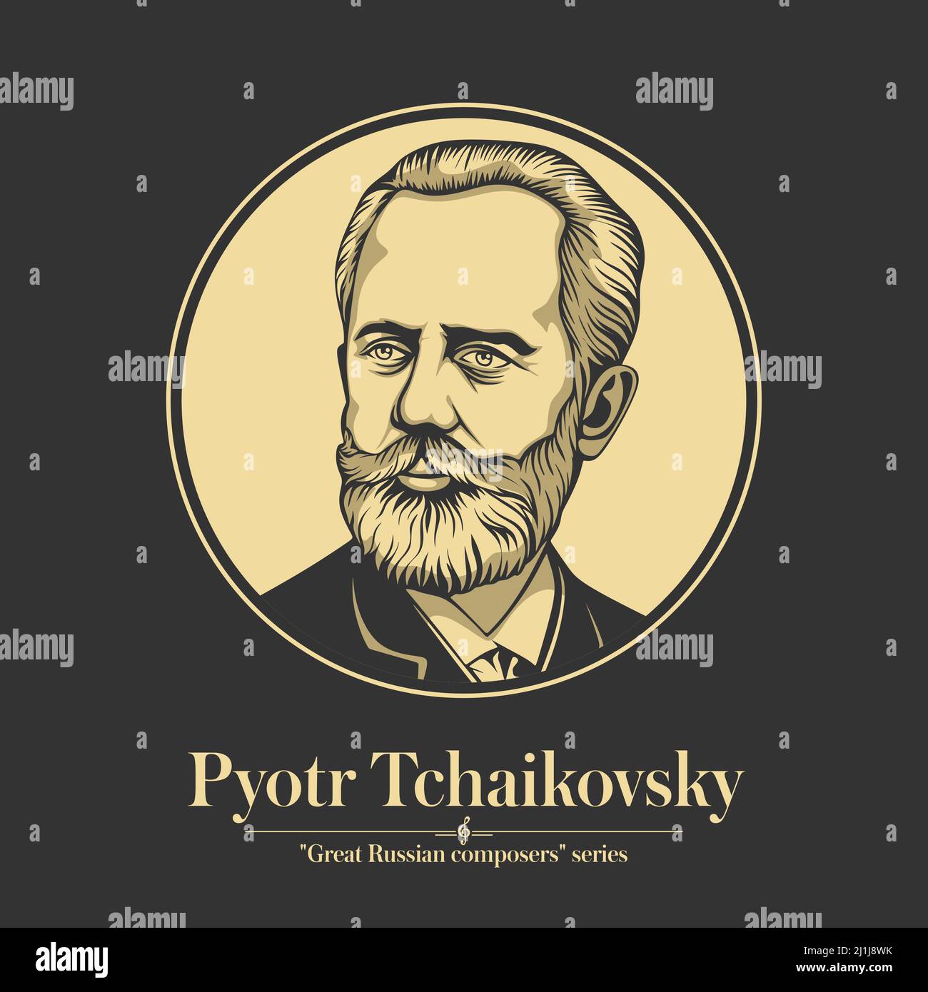 Grande compositore russo. Pyotr Tchaikovsky era un compositore russo del periodo romantico. Illustrazione Vettoriale