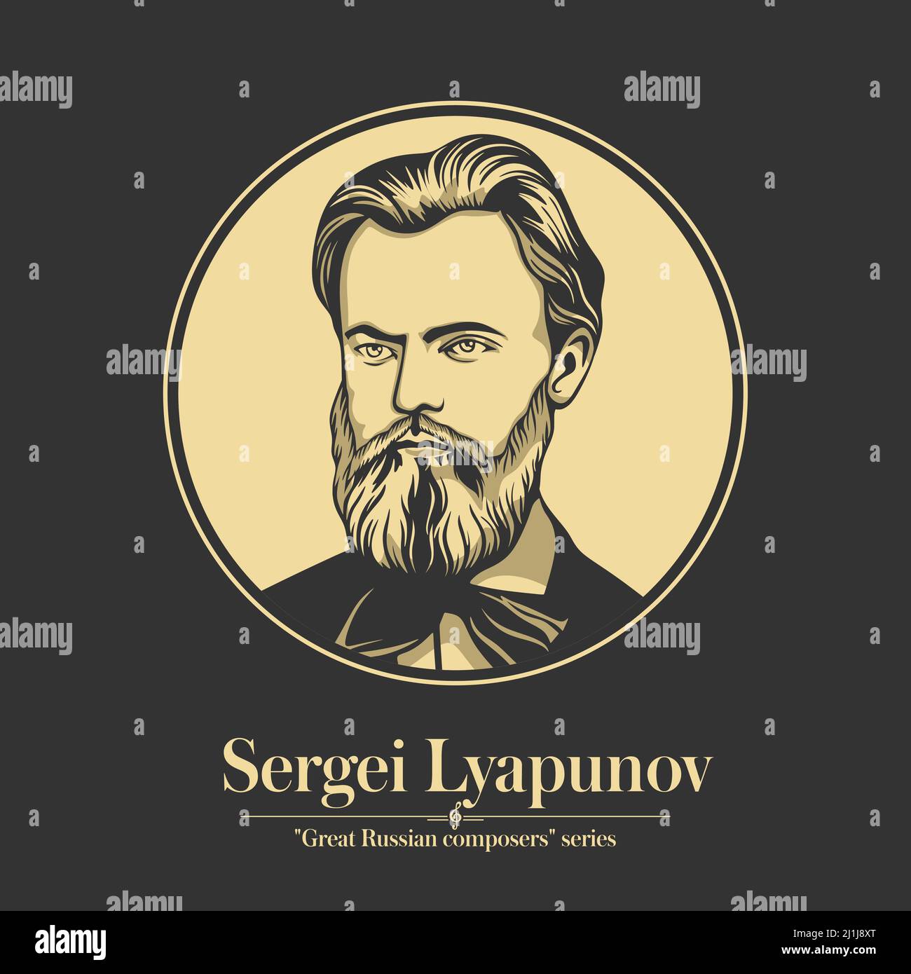 Grande compositore russo. Sergei Lyapunov è stato un compositore, pianista e direttore d'orchestra russo. Illustrazione Vettoriale