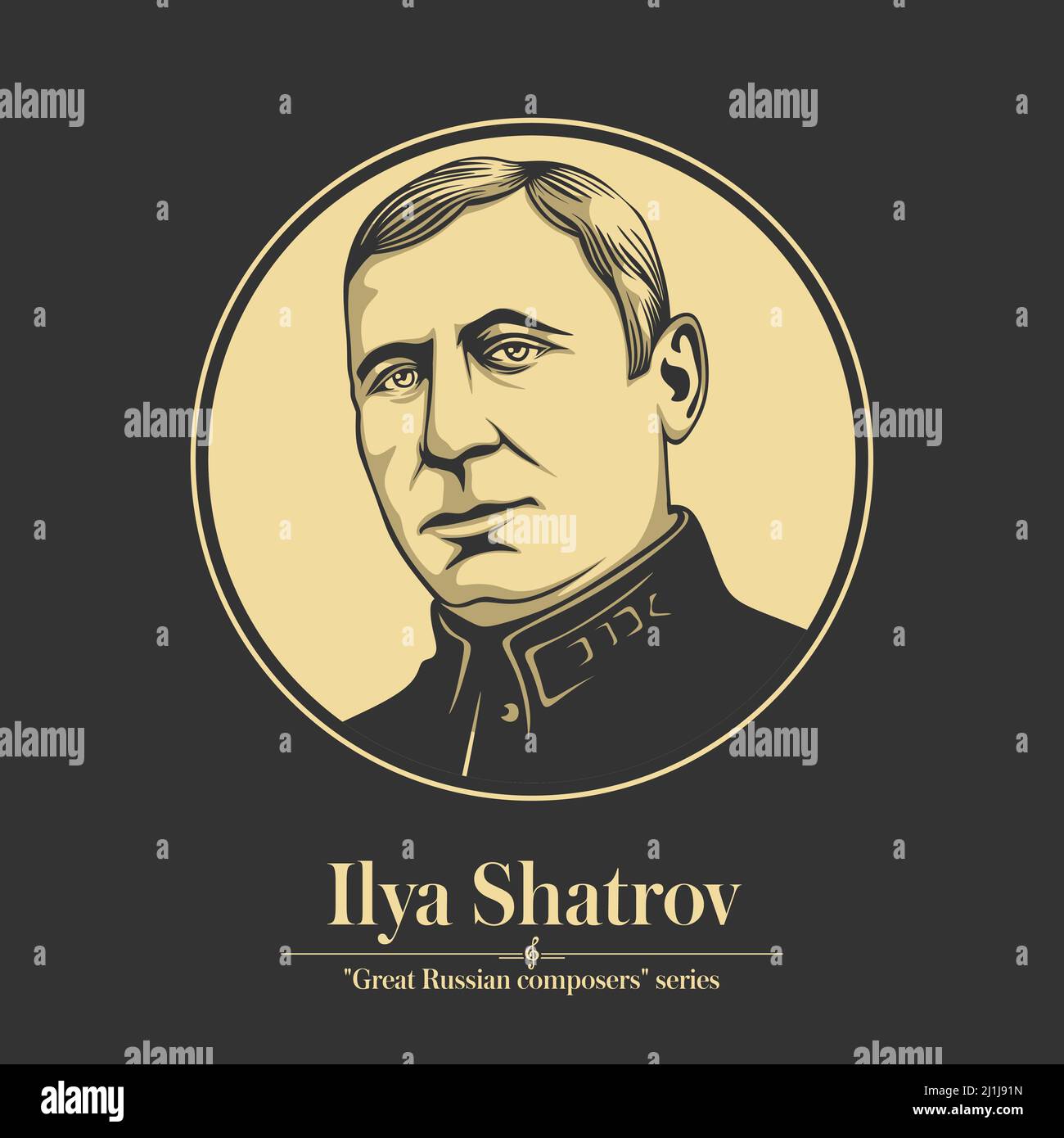 Grande compositore russo. Ilya Shatrov era un musicista, direttore e compositore militare russo, noto per aver composto il valzer sulle colline di Manciuria Illustrazione Vettoriale