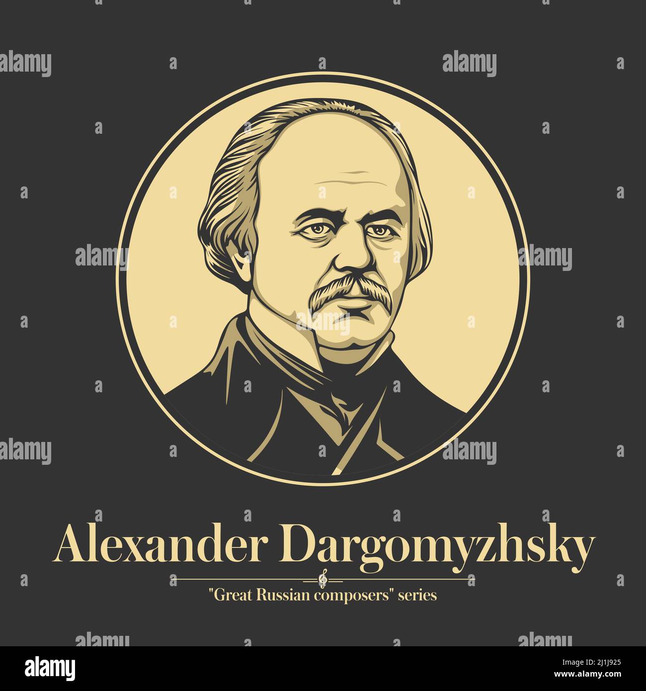 Grande compositore russo. Alexander Dargomyzhsky era un compositore russo del 19th secolo. Colmò il divario nell'opera russa Illustrazione Vettoriale
