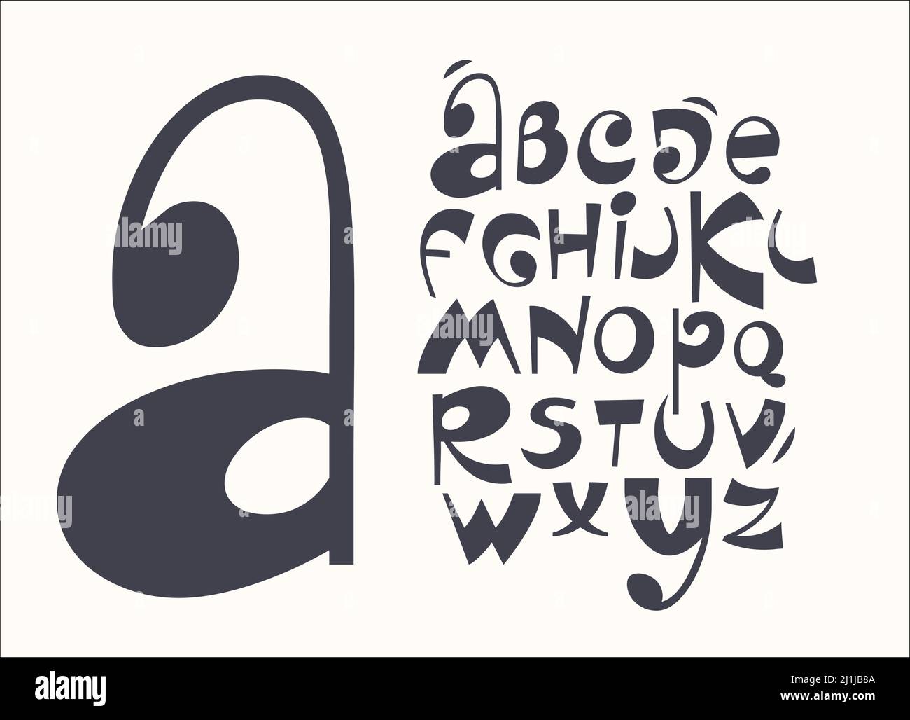 Lettere alfabetiche dei caratteri cartoni animati. Tipografia infantile. Allegro design tipografico. Gioioso typeset per i capretti logo del prodotto, titolo di compleanno, carnevale e. Illustrazione Vettoriale