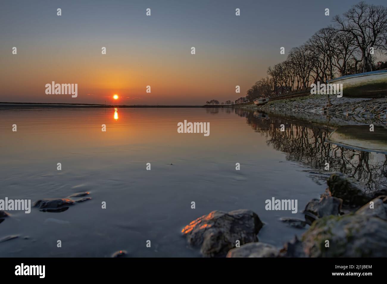 Matin ensoleillé dans la baie de Somme Foto Stock