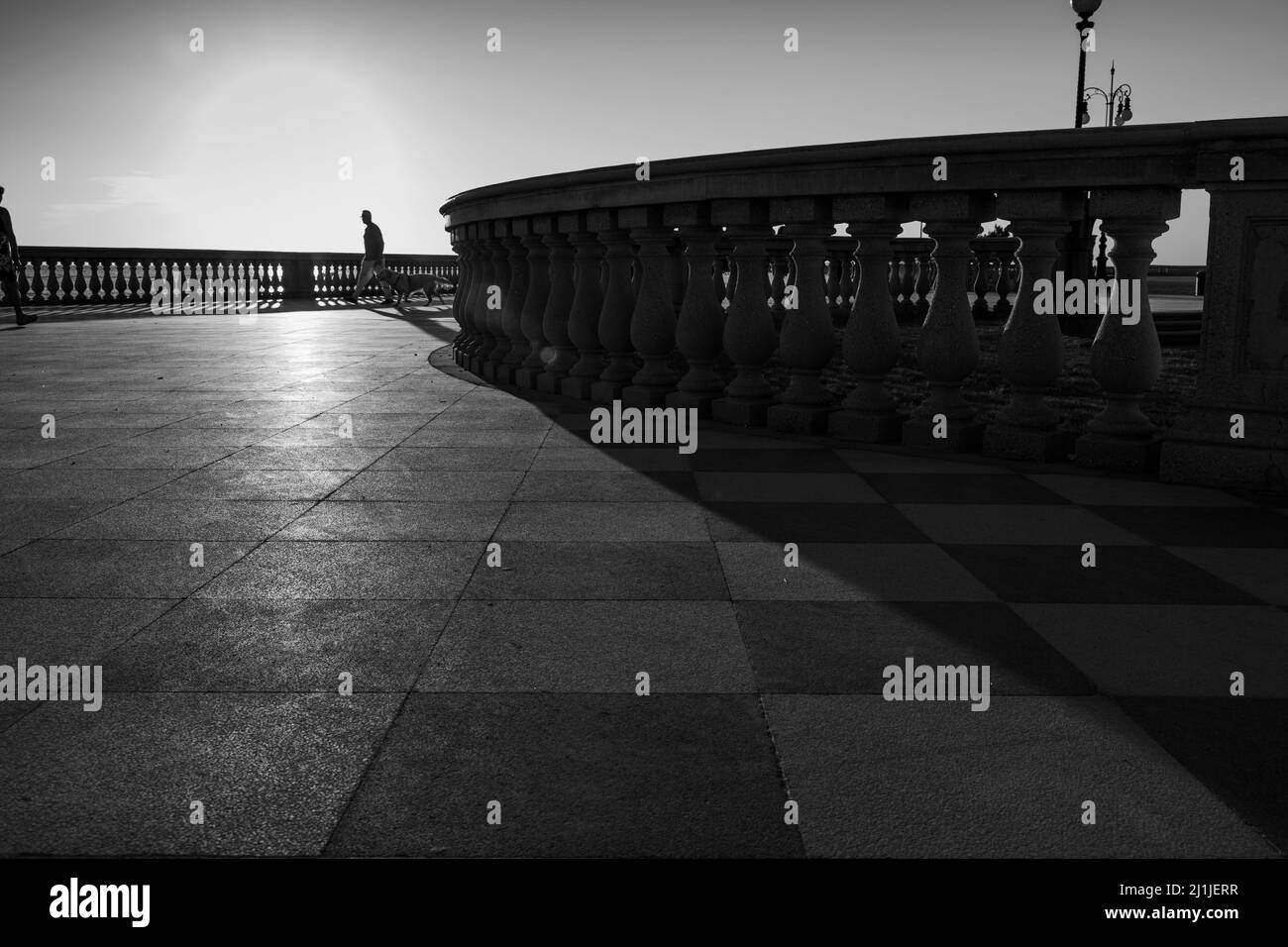Splendida vista sulla terrazza di Mascagni in una giornata di sole. Livorno, Toscana, Italia Foto Stock