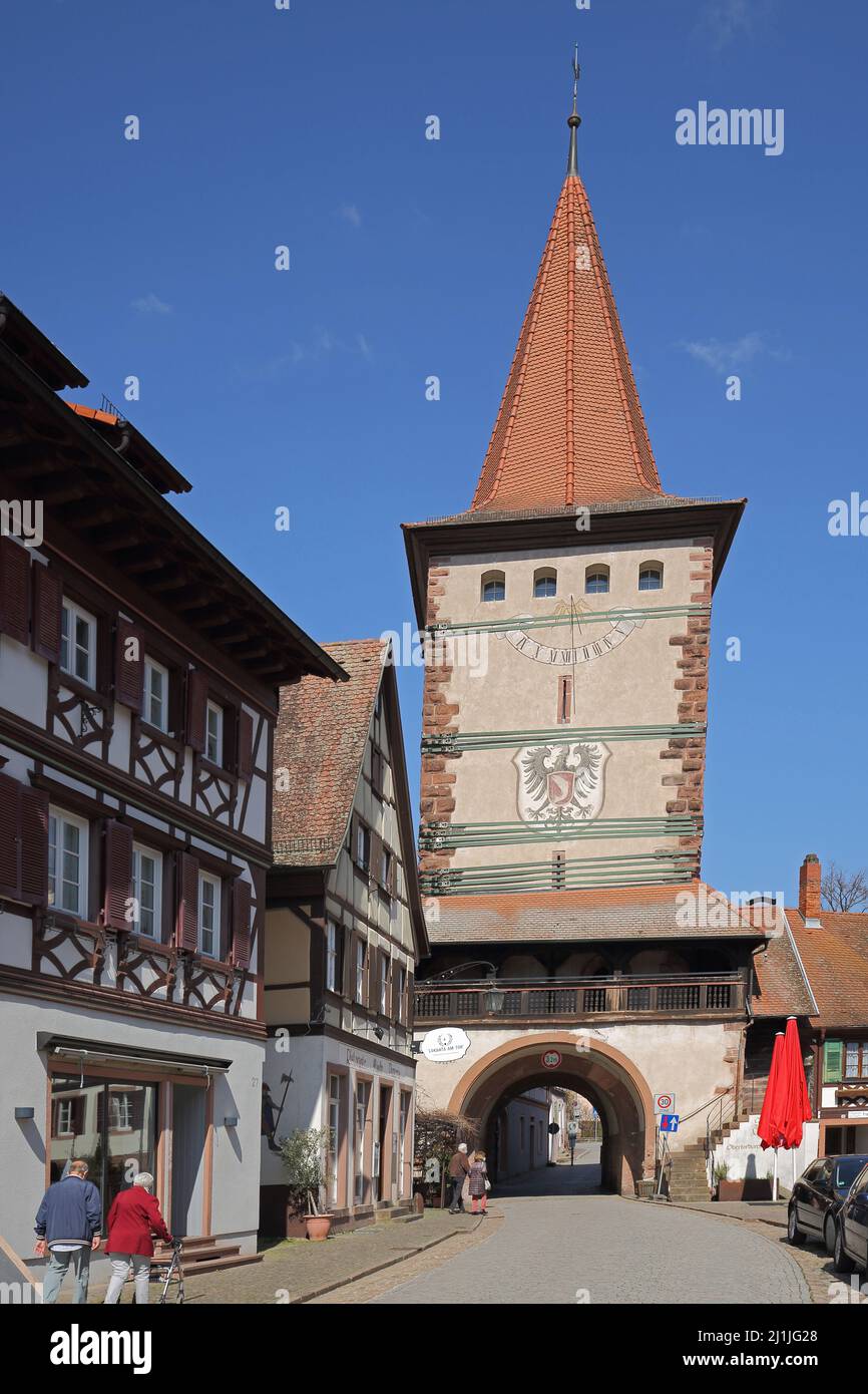 Obertorturm storico a Gengenbach, Baden-Württemberg, Germania Foto Stock