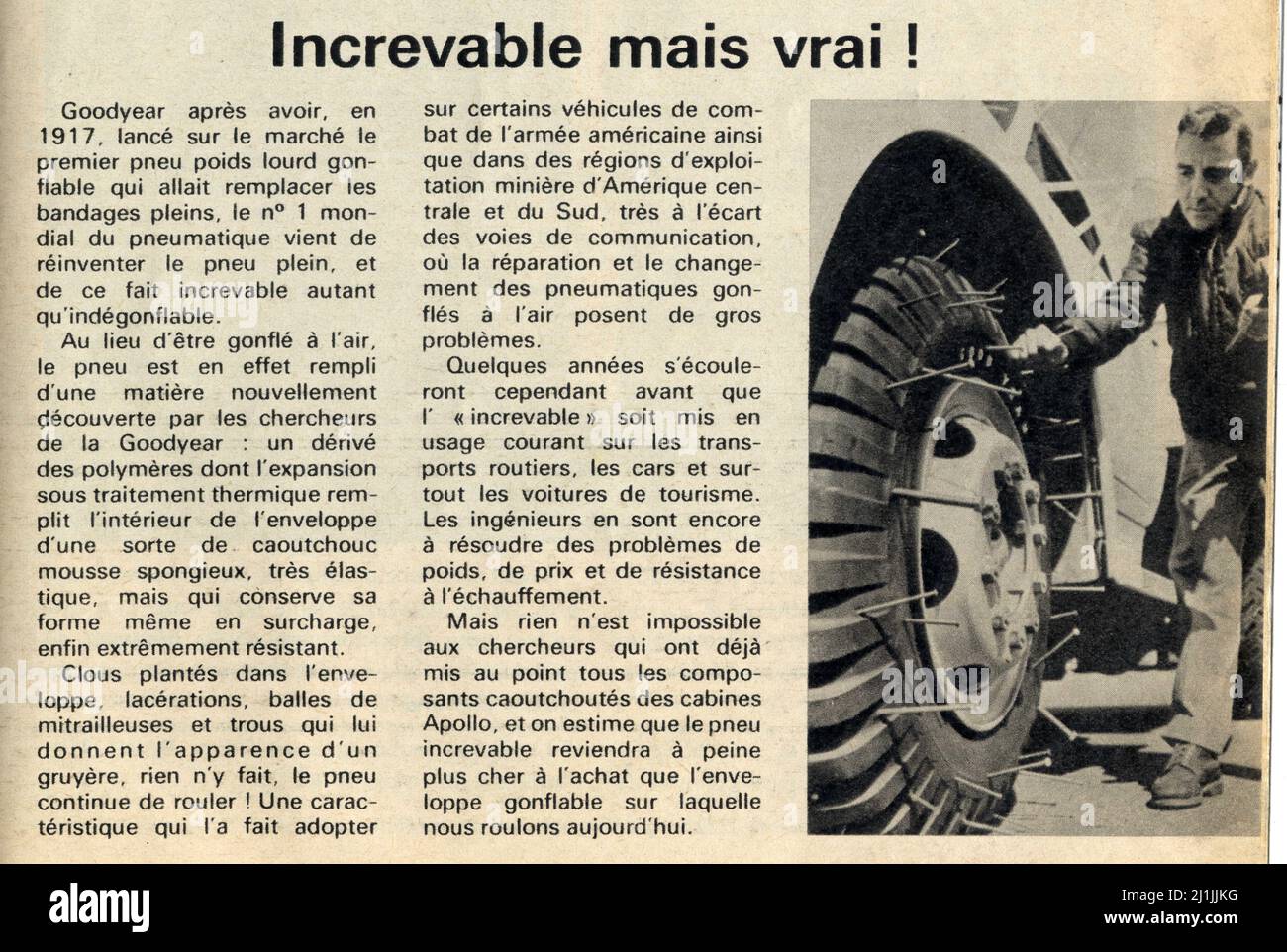 Increable mais vrai! Le pneu Goodyear. 1969 Foto Stock