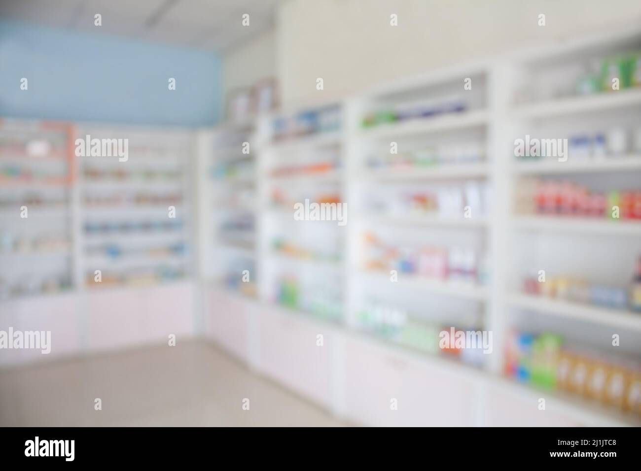 Farmacia interno con sfondo sfocato Foto Stock