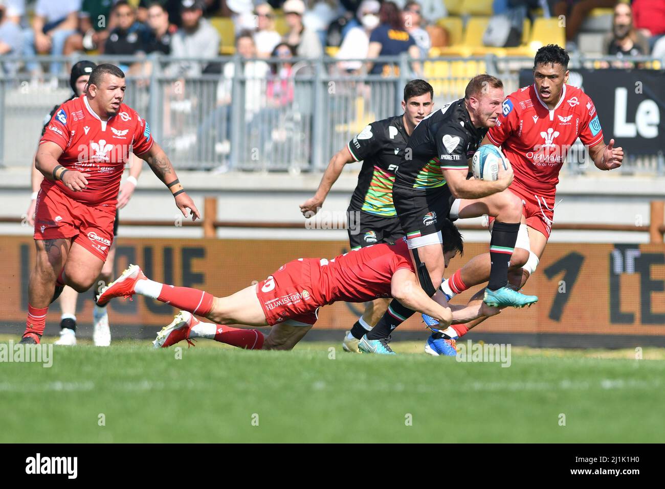 Parma, Italia. 26th Mar, 2022. giulio bisegni (zebre) durante Zebre Rugby Club vs Scarlets, United Rugby Championship match a Parma, Italy, March 26 2022 Credit: Independent Photo Agency/Alamy Live News Foto Stock