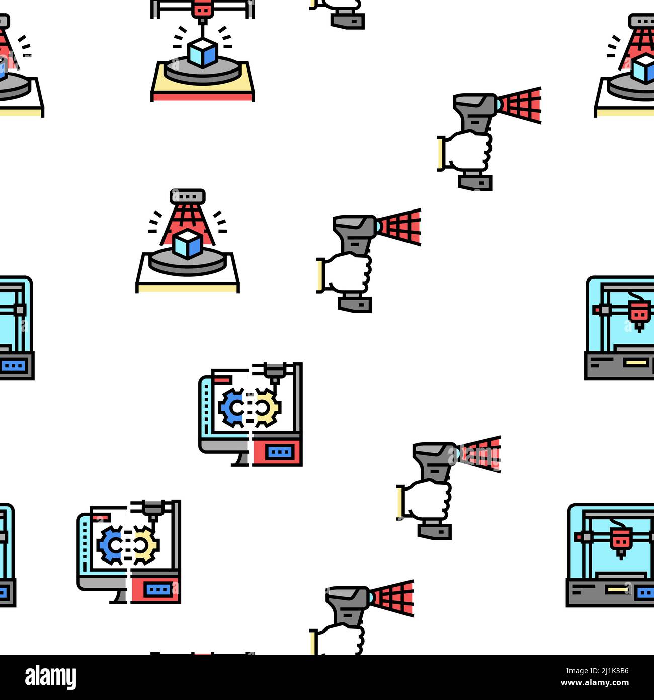 3D Software di modellazione e Device Vector Seamless Pattern Illustrazione Vettoriale