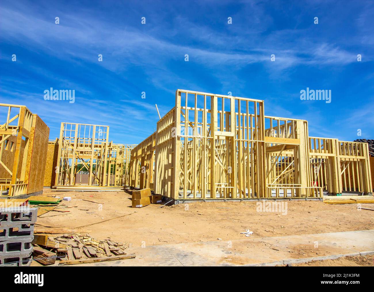 Nuova casa con cornice e controventatura Foto Stock