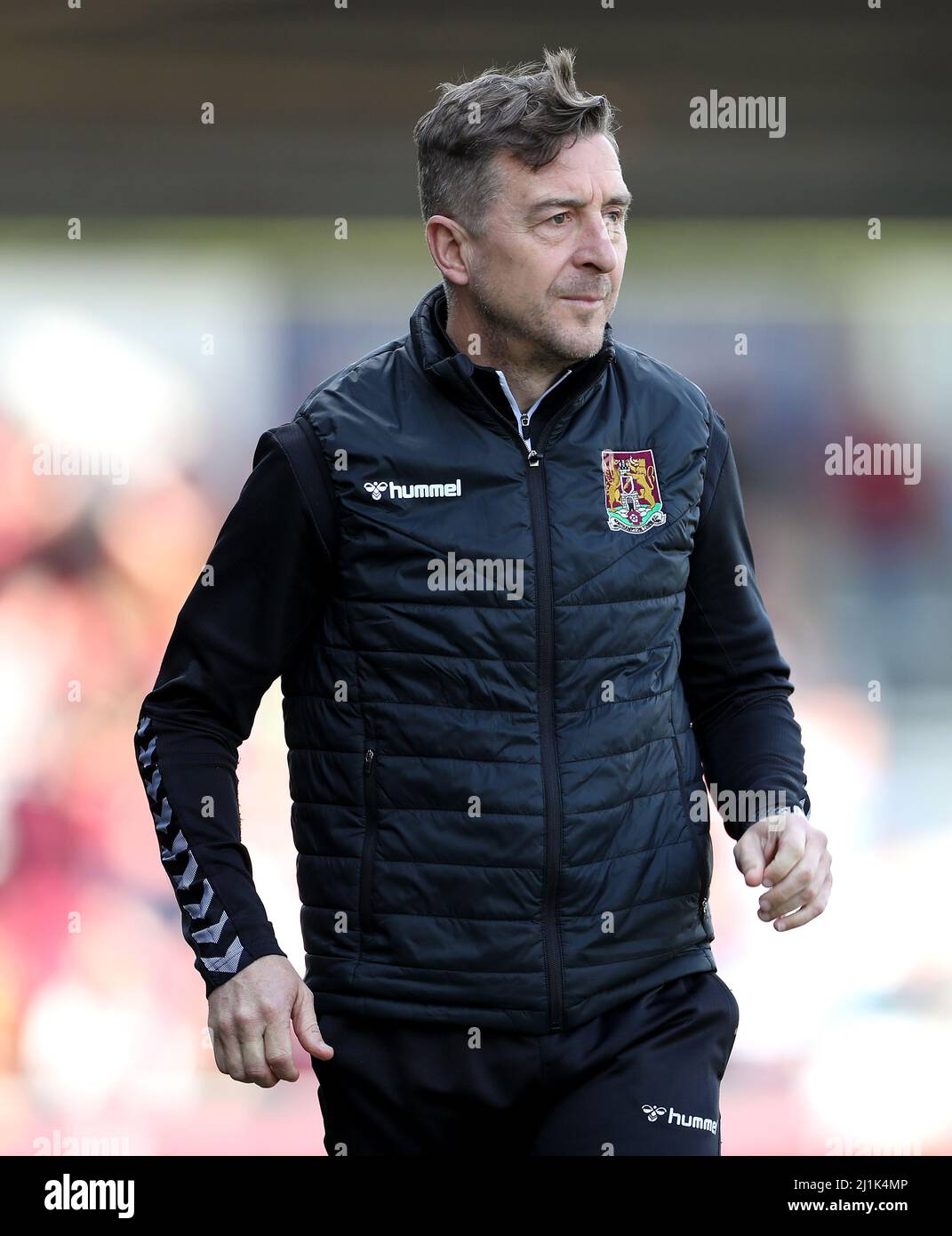 Il direttore della città di Northampton, Jon Brady, durante la partita della Sky Bet League Two al Sixfields Stadium di Northampton. Data foto: Sabato 26 marzo 2022. Foto Stock