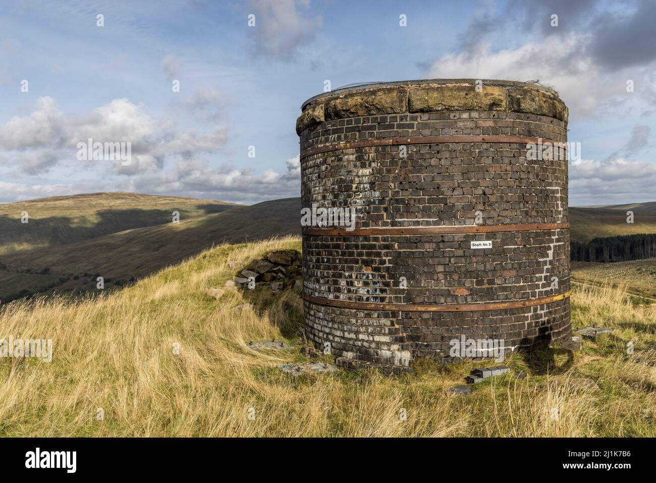 Albero di trasmissione sopra il tunnel di Blea Moor sul Settle alla ferrovia di Carlisle, Yorkshire Dales, Regno Unito Foto Stock