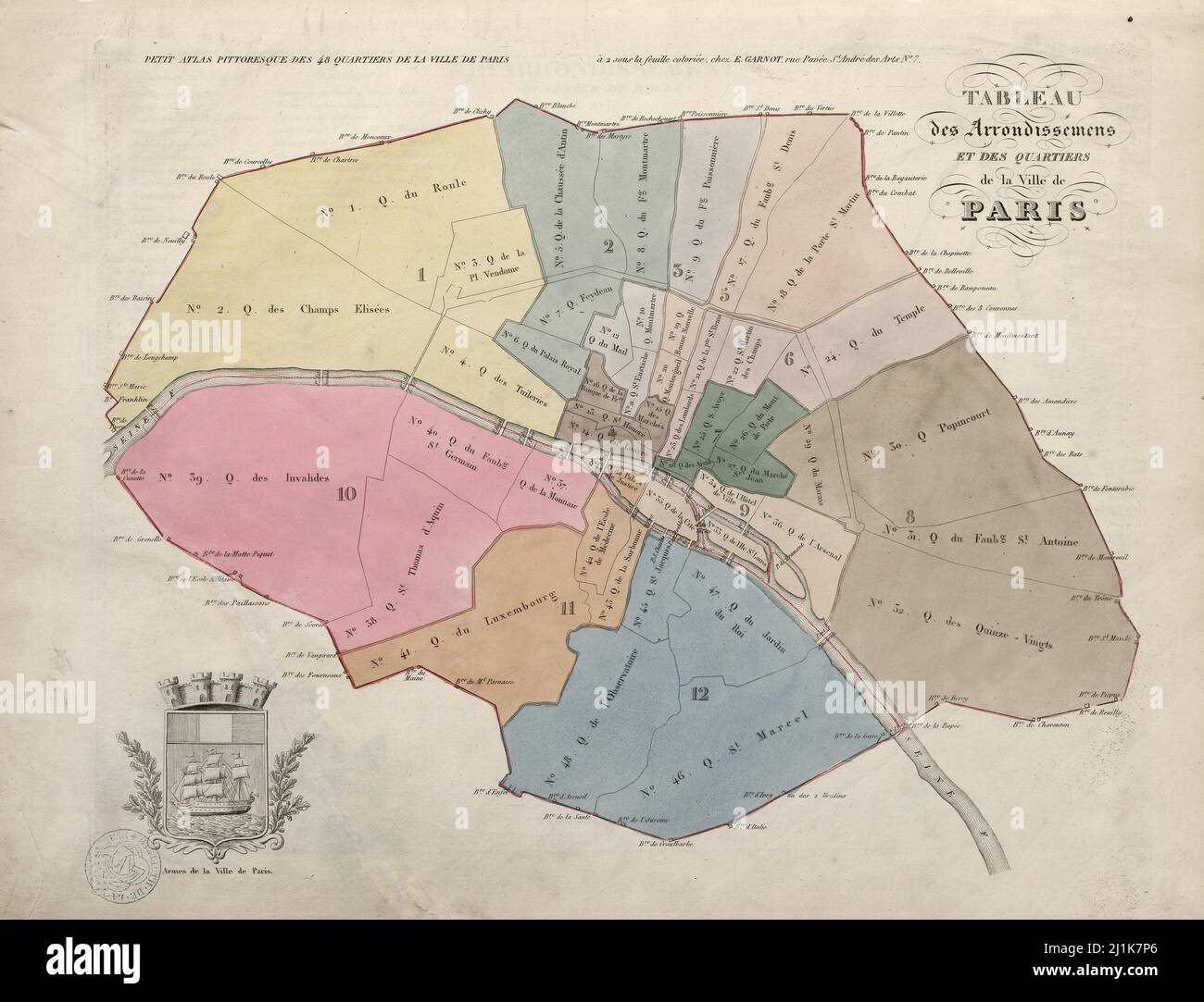 Mappa d'epoca dei quartieri parigini del