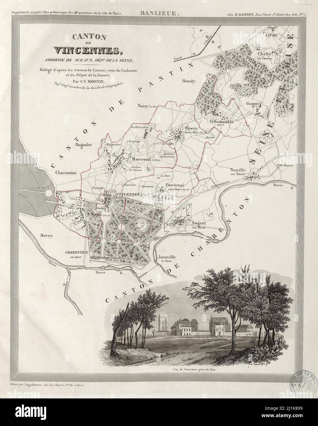 Carta d'epoca Cantoni francesi 19th secolo. Tutte le mappe sono disegnate a mano e illustrate in modo splendido che mostrano la Francia al momento. Foto Stock