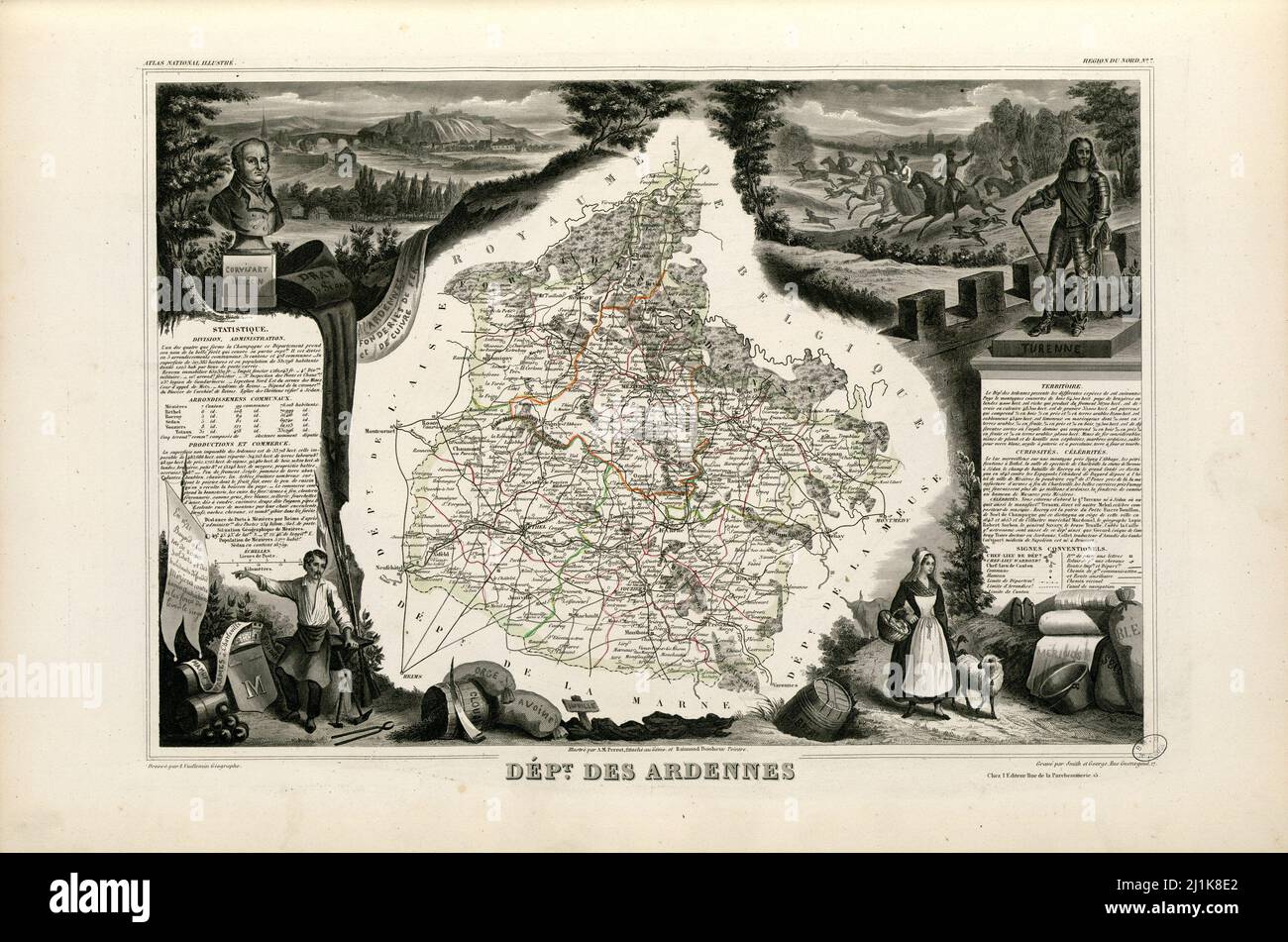 Mappa d'epoca colonie e aree francesi del 19th secolo. Tutte le mappe sono ben illustrate a mano mostrando la Francia al momento. Foto Stock