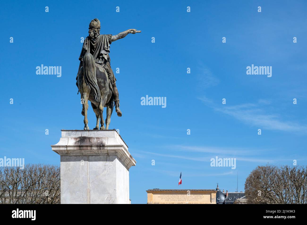 Statua del re francese Luigi XIV sulla Promenade du Peyrou, Montpellier Foto Stock
