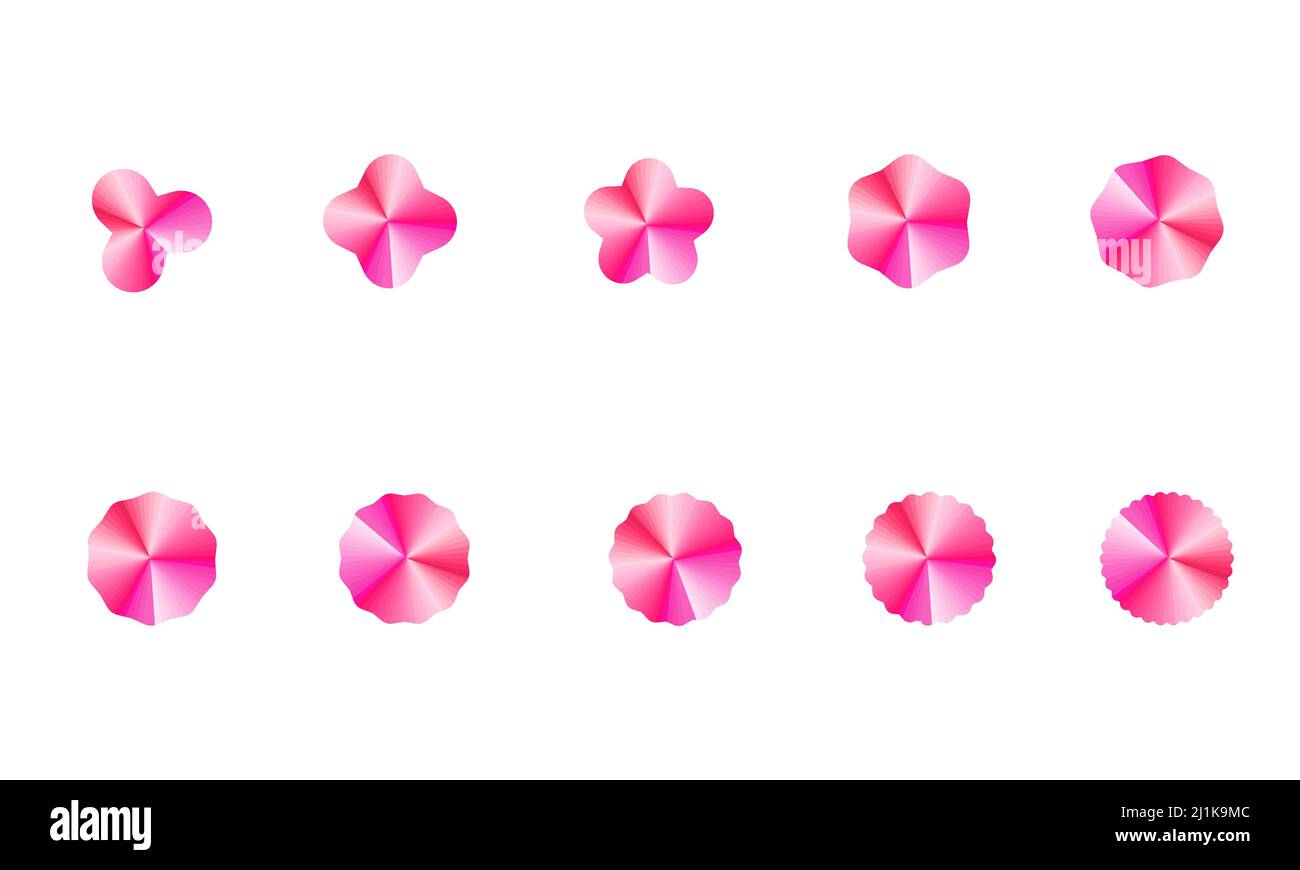 Set di etichette stellari adesivo floreale fiore forma cornice motivo testurizzato grafica vettoriale illustrazione Illustrazione Vettoriale