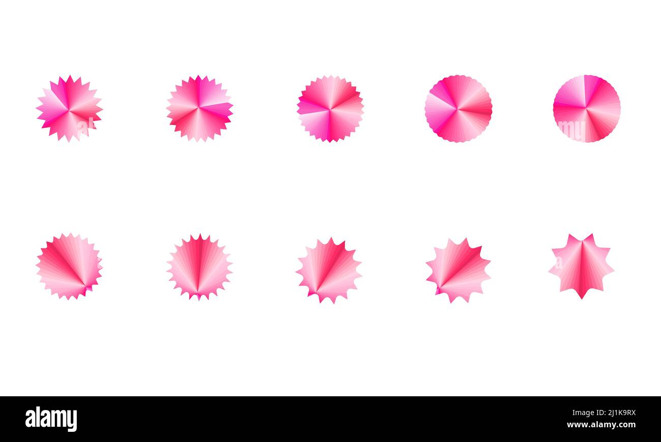 Gruppo di icone a forma di stella etichetta adesivo promozione prezzo badge ornate illustrazione vettoriale Illustrazione Vettoriale