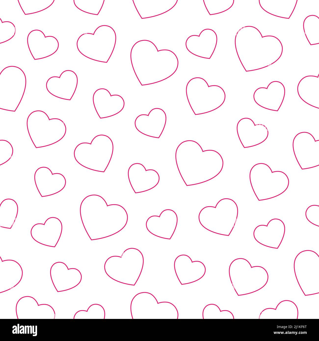 Linea rossa cuori motivo senza giunture. San Valentino concept sfondo bianco. Illustrazione Vettoriale