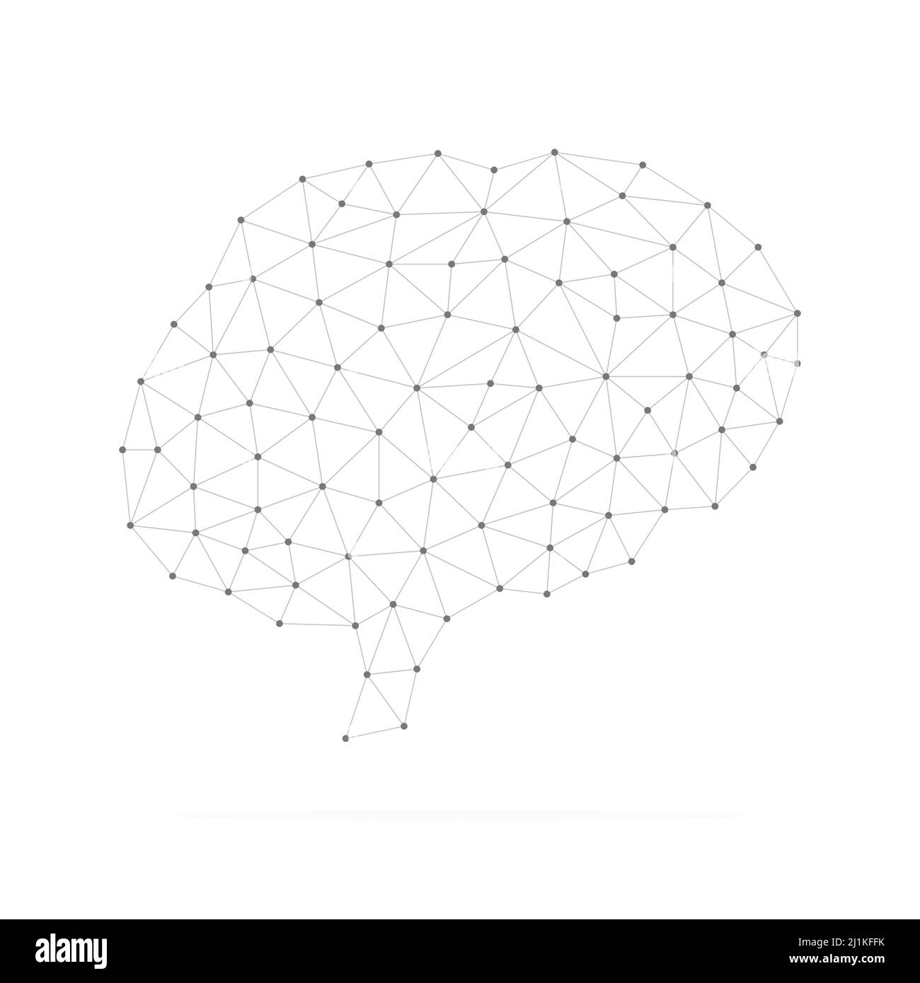 Cervello umano con puntini collegati in nero poly bassi. Organo interno con forme lineari triangolari. Illustrazione Vettoriale