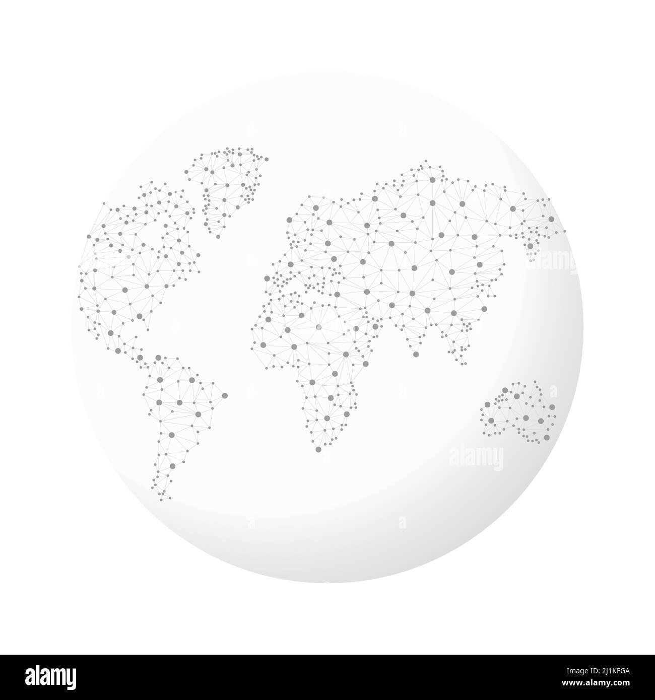 Mappa del mondo con forme triangolari connesse. Globo terrestre con elementi poligonali. Simbolo di disegno della linea di terra continua Illustrazione Vettoriale