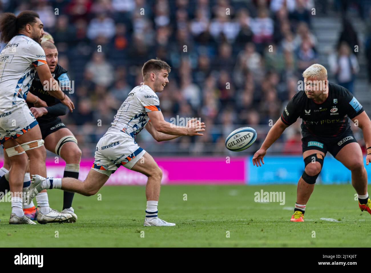 LONDRA, REGNO UNITO. 26th, Mar 2022. Harry Randall of Bristol Bears in azione durante Gallagher Premiership Rugby - Saracens vs Bristol Bears al Tottenham Hotspur Stadium Sabato, 26 Marzo 2022. LONDRA INGHILTERRA. Credit: Taka G Wu/Alamy Live News Foto Stock