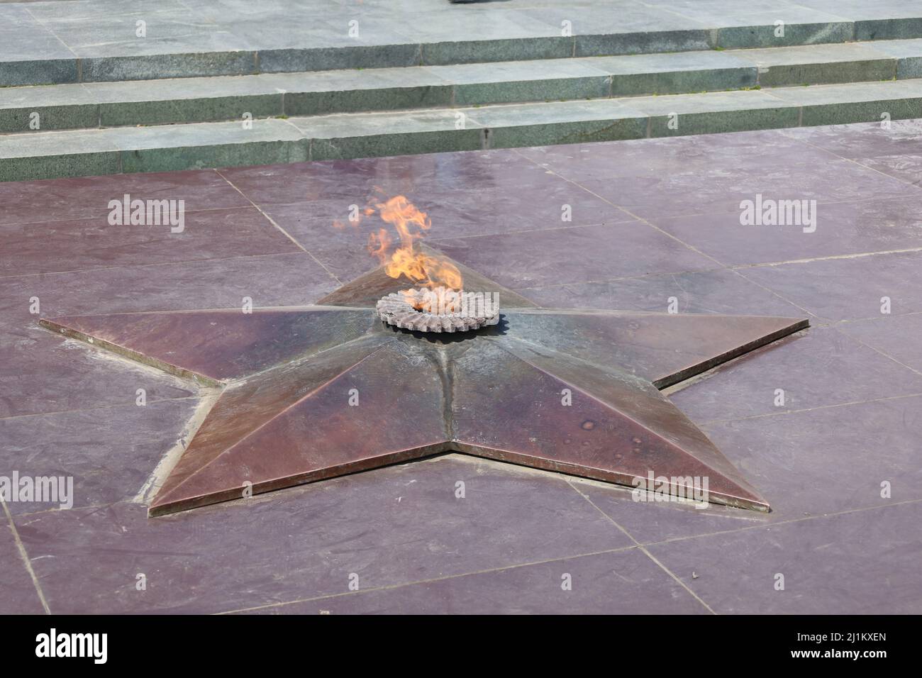 Fiamma eterna nel Parco della Vittoria, Yerevan, Armenia Foto Stock