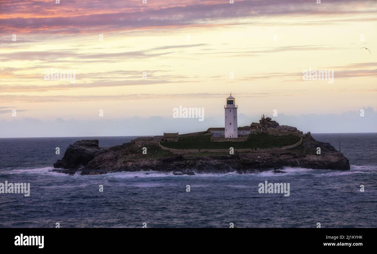 Godrevy Lighthouse, Cornwall, Regno Unito Foto Stock