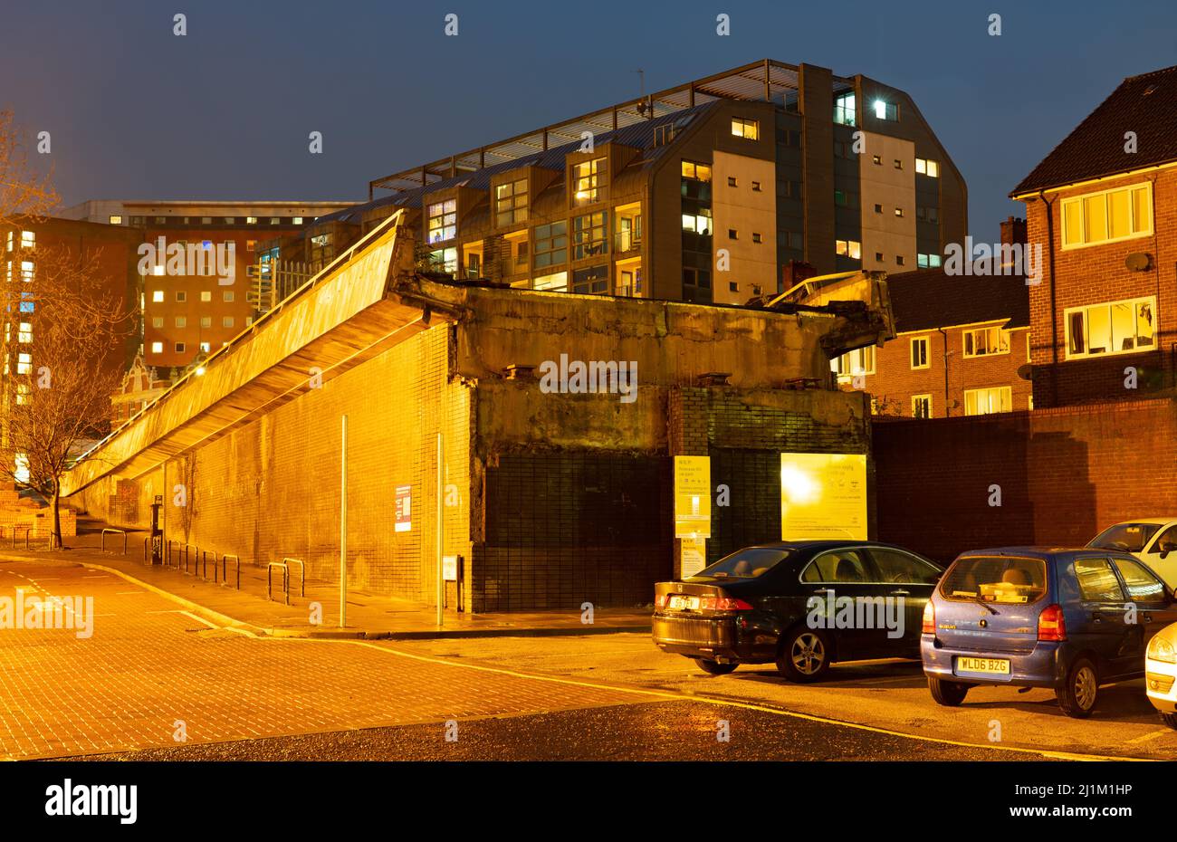 I resti di Churchill Way North Flyover, Primrose Hill, Liverpool. Demolita nel 2019. Foto Stock