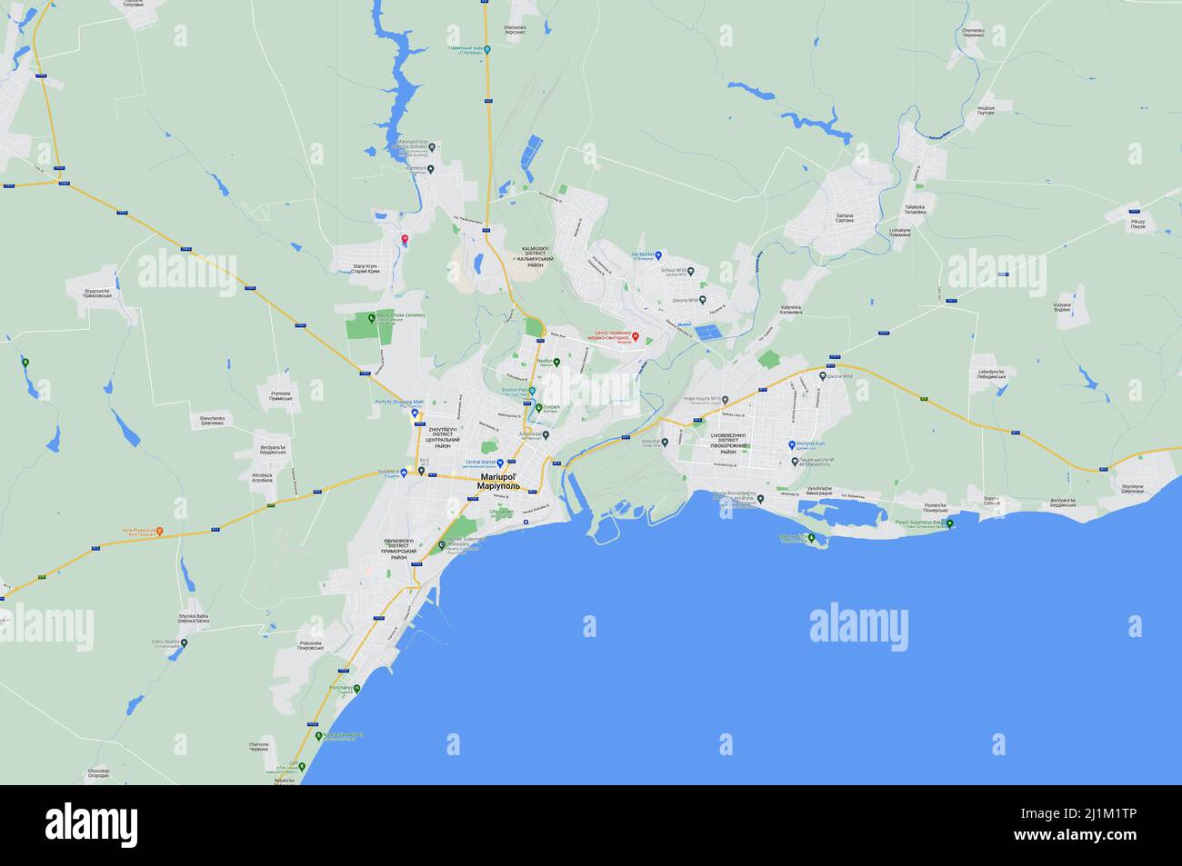 Mariupol sulla mappa Ucraina, città al mare di Azov nella regione di Donetsk (Donbass). Crisi Ucraina-Russia, conflitto e guerra. Foto Stock