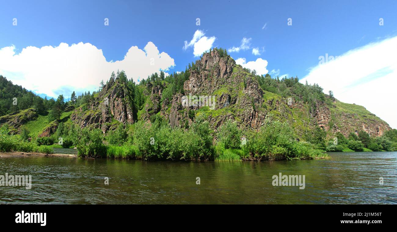 Geografia. Siberia centrale (parte sud). Panorama di fiumi potenti e ...