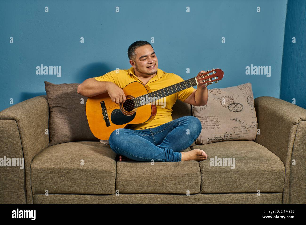 Scopo di imparare la chitarra online con lezioni dal vivo Foto Stock