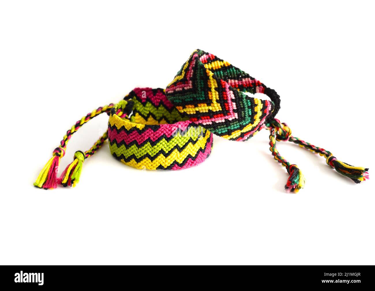 VU100 10 Braccialetti Dell'Amicizia Tessuti A Mano - Multicolore Con Perline Di Rame - Regolabili Per Polso E Caviglia - 2