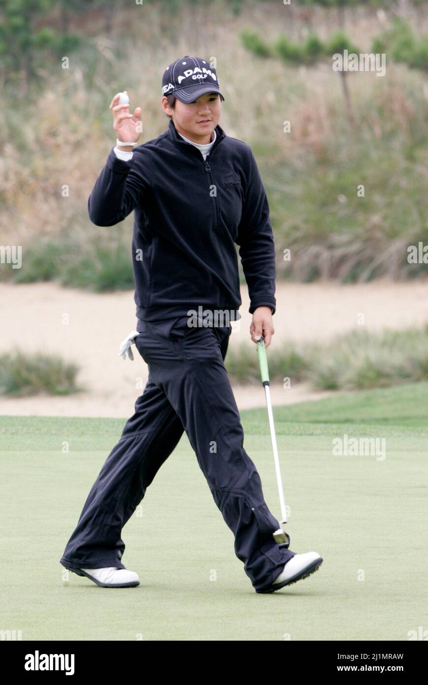 1 novembre 2009-Incheon, Corea del Sud-Yani Tseng del Lago Nona FL sulla 2th buche durante il round finale del campionato di Hana Bank Kolon allo Sky 72 Golf Club il 1 novembre 2009 a Incheon, Corea del Sud. Foto Stock