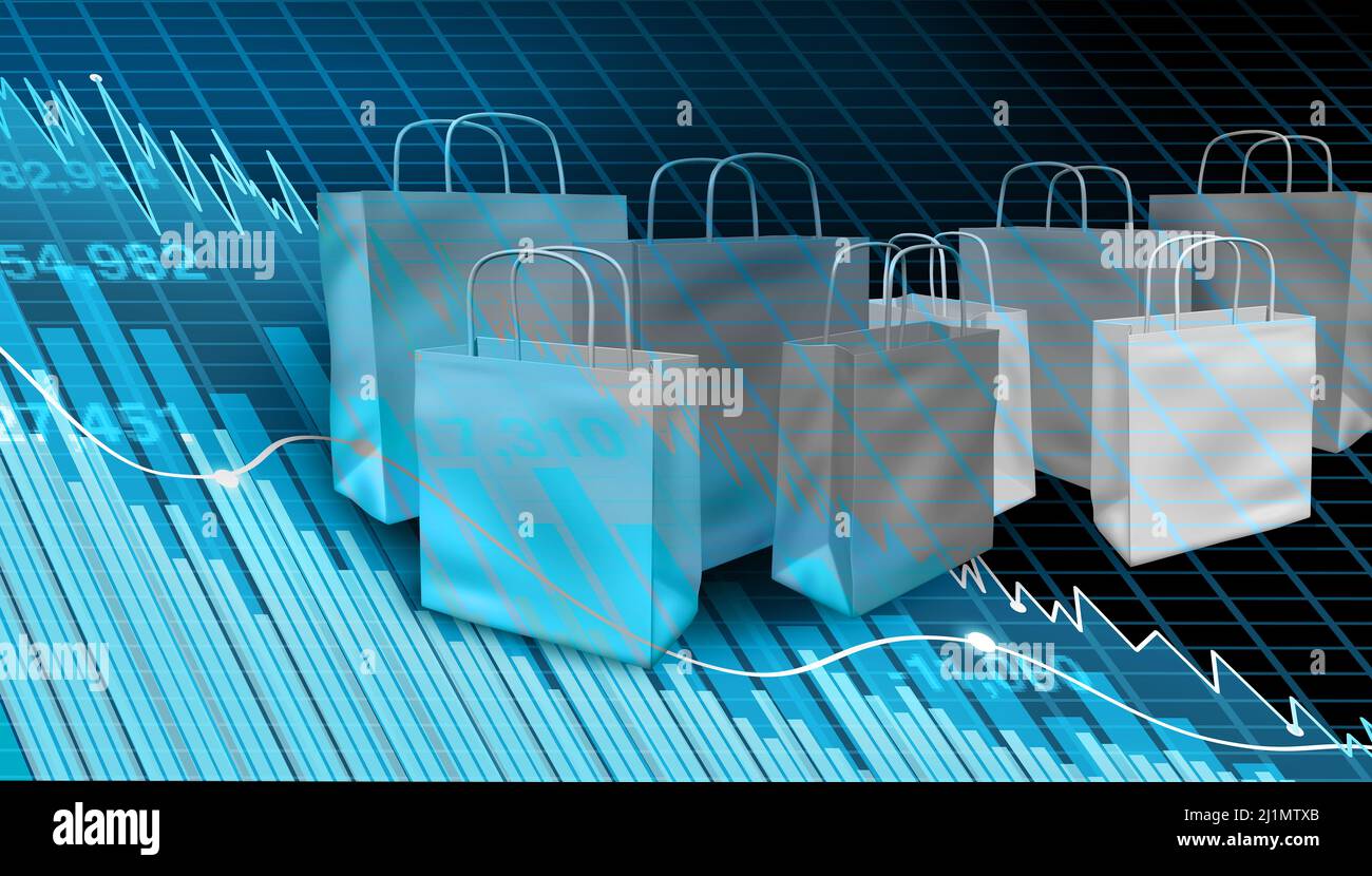 Il sentimento dei consumatori diminuisce e schiaffa la fiducia come una recessione economica dovuta all'inflazione e alla recessione. Foto Stock