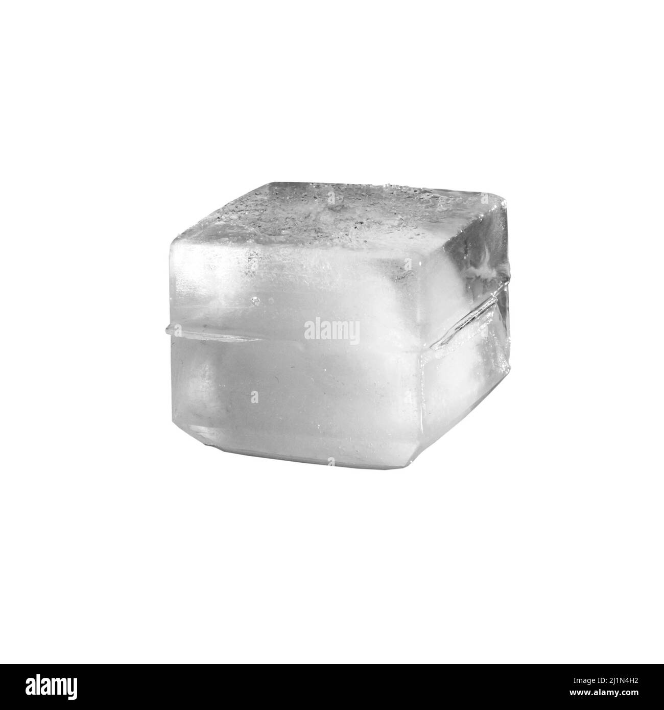 Cubo di ghiaccio quadrato isolato su sfondo bianco Foto Stock