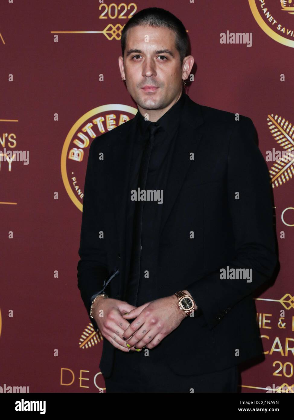 Bel Air, Stati Uniti. 27th Mar 2022. BEL AIR, LOS ANGELES, CALIFORNIA, USA - MARZO 26: Rapper G-Eazy (Gerald Earl Gillum) arriva al Darren Dzienciol e Richie Akiva Oscar Party 2022 tenuto presso una residenza privata il 26 Marzo 2022 a Bel Air, Los Angeles, California, Stati Uniti. (Foto di Xavier Collin/Image Press Agency) Credit: Image Press Agency/Alamy Live News Foto Stock