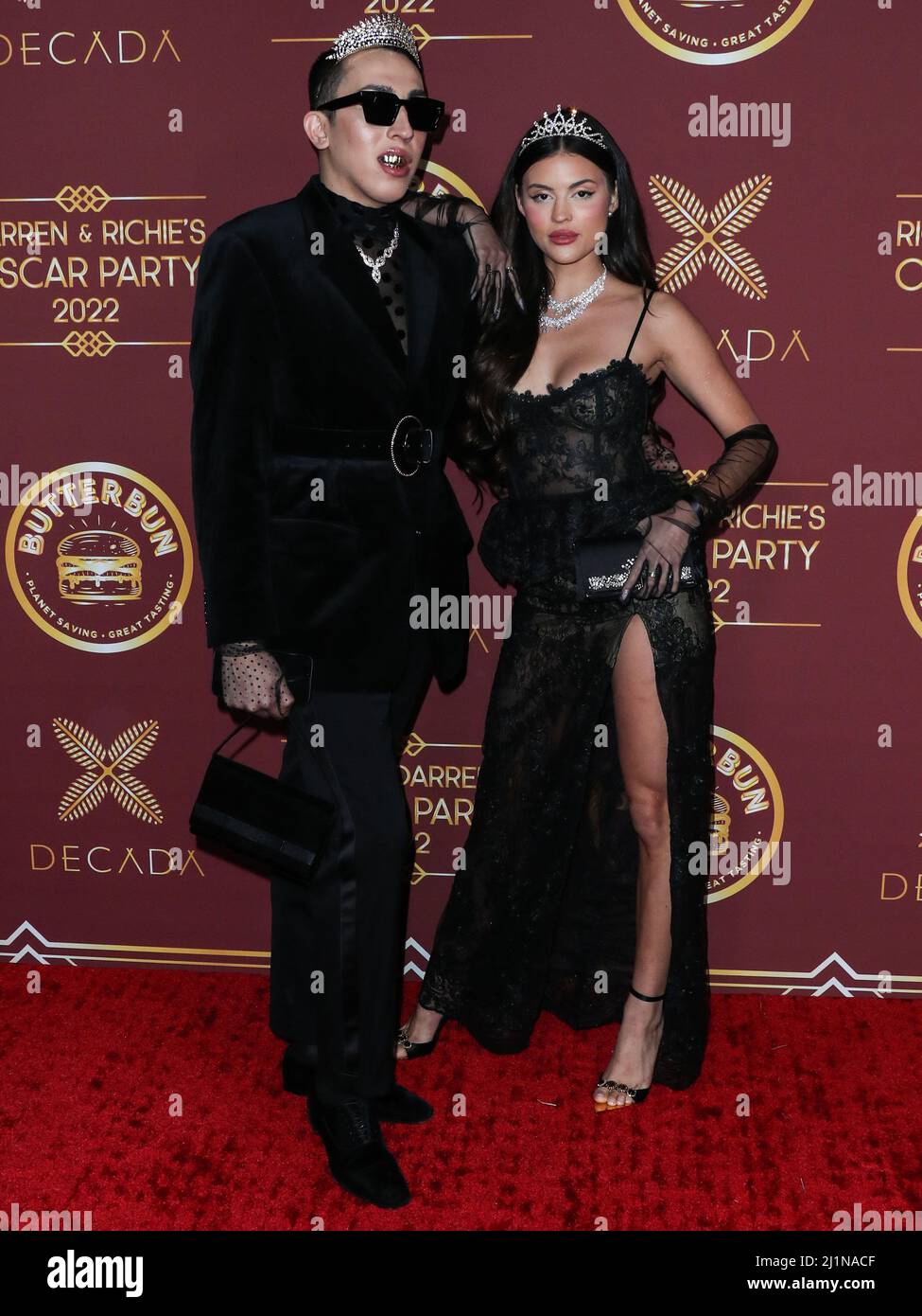 BEL AIR, LOS ANGELES, CALIFORNIA, USA - MARZO 26: Holly Scarfone arriva al Darren Dzienciol e Richie Akiva Oscar Party 2022 tenuto in una residenza privata il 26 Marzo 2022 a Bel Air, Los Angeles, California, Stati Uniti. (Foto di Xavier Collin/Image Press Agency) Foto Stock