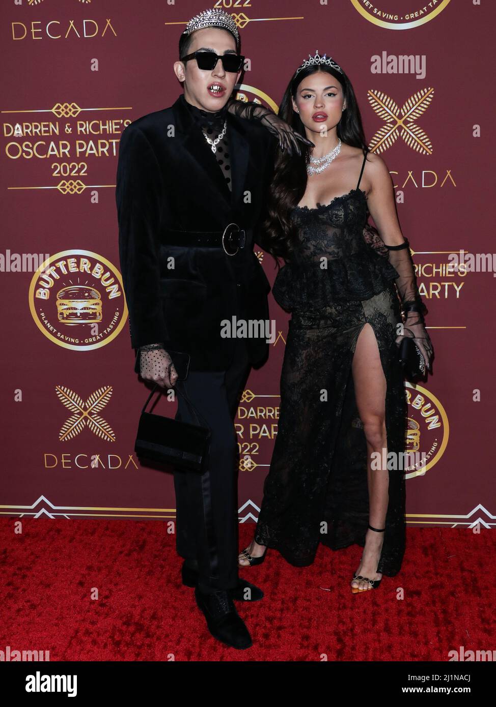 BEL AIR, LOS ANGELES, CALIFORNIA, USA - MARZO 26: Holly Scarfone arriva al Darren Dzienciol e Richie Akiva Oscar Party 2022 tenuto in una residenza privata il 26 Marzo 2022 a Bel Air, Los Angeles, California, Stati Uniti. (Foto di Xavier Collin/Image Press Agency) Foto Stock