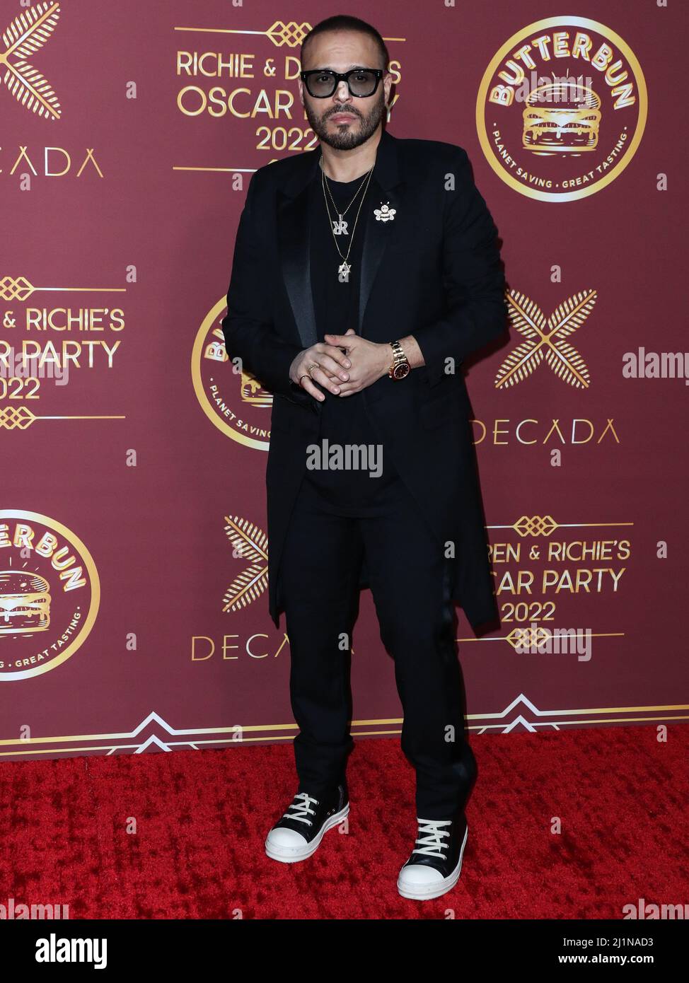 BEL AIR, LOS ANGELES, CALIFORNIA, USA - MARZO 26: Richie Akiva arriva al Darren Dzienciol e Richie Akiva Oscar Party 2022 tenuto in una residenza privata il 26 Marzo 2022 a Bel Air, Los Angeles, California, Stati Uniti. (Foto di Xavier Collin/Image Press Agency) Foto Stock
