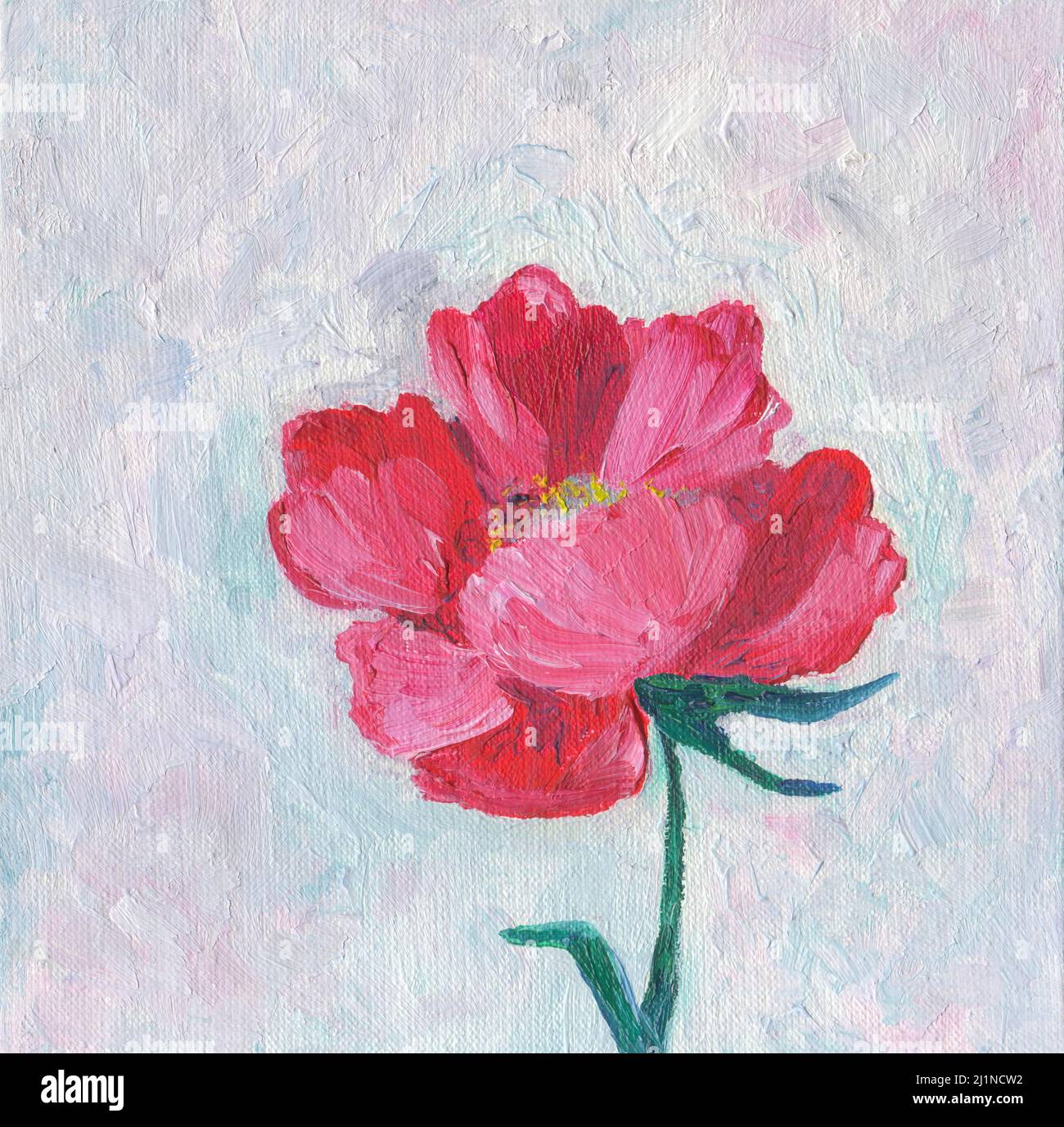 Bellissimo fiore di peonia. Pittura ad olio su tela Foto stock - Alamy