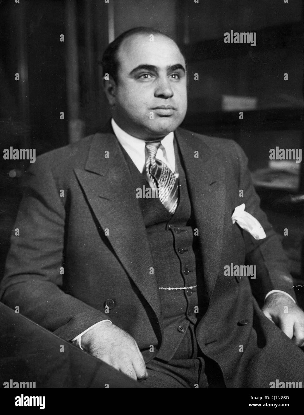 Criminale americano al Capone (1899 - 1947). Il massacro di San Valentino ha cementato il suo controllo sugli underworld di Chicago. 1930. Foto Stock